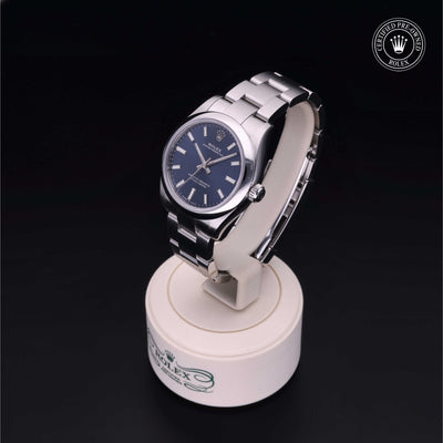 Rolex Certified Pre-owned Oyster Perpetual M277200-0003 front on black background