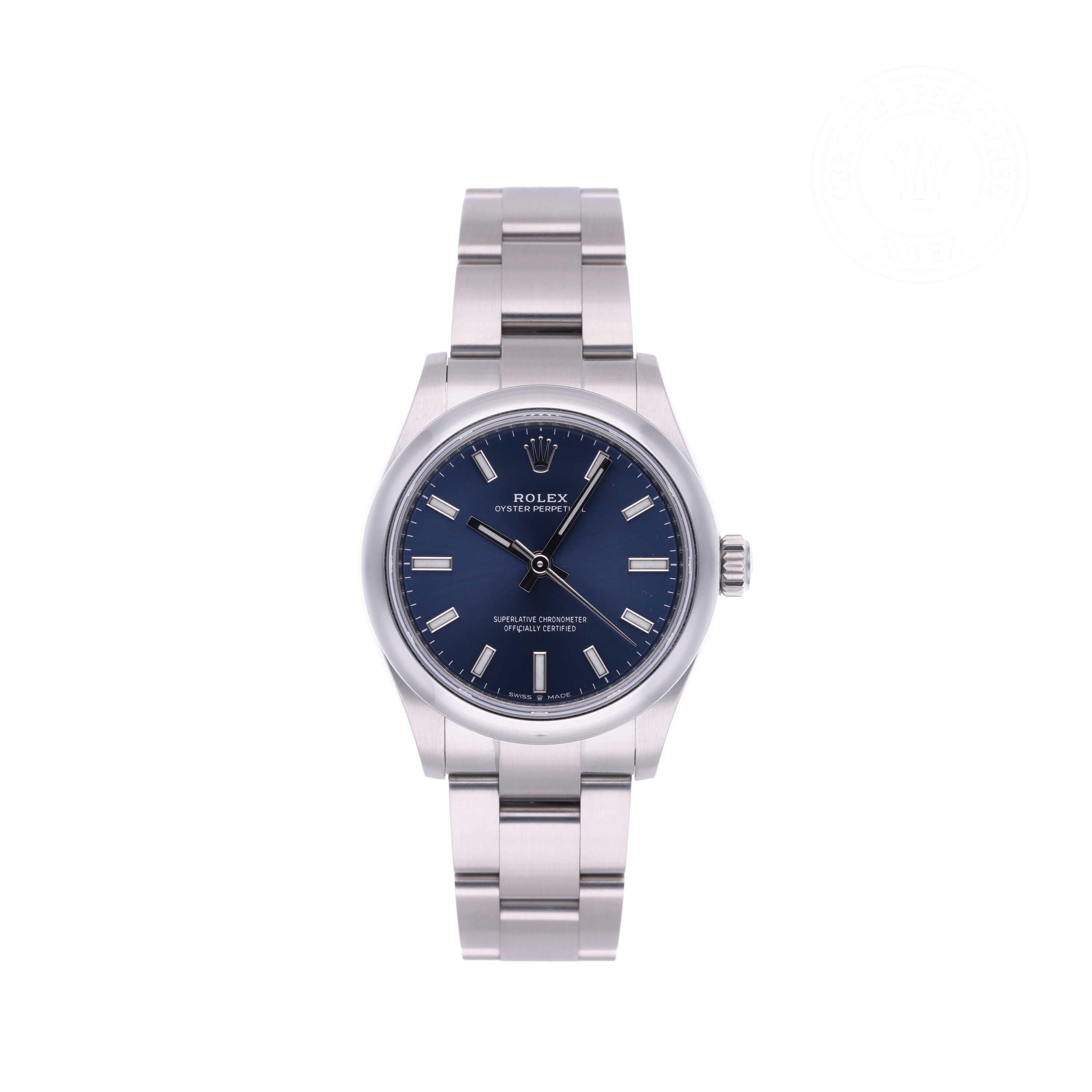 Rolex Certified Pre-owned Oyster Perpetual M277200-0003 front on white background