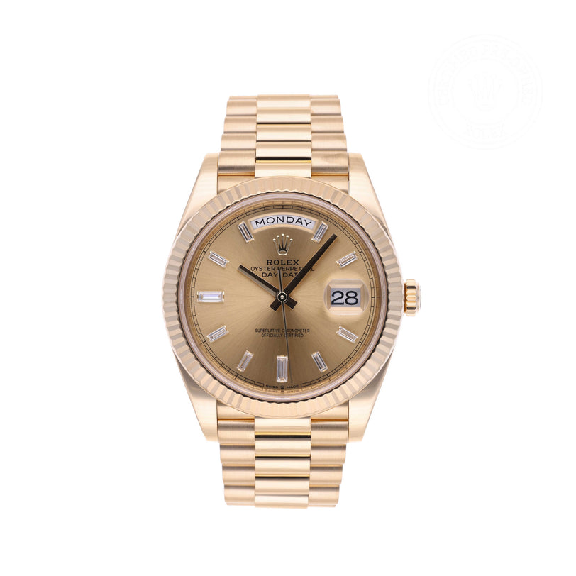 Rolex Certified Pre-owned Day-date M228238-0005 front on white background