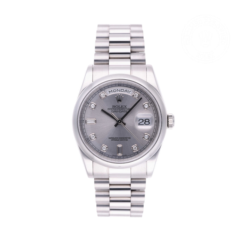 Rolex Certified Pre-owned Day-date M118206-0013 front on white background