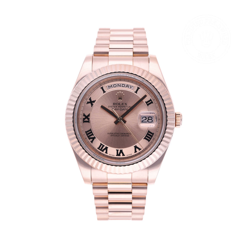 Rolex Certified Pre-owned Daydate Ii M218235-0001 front on white background