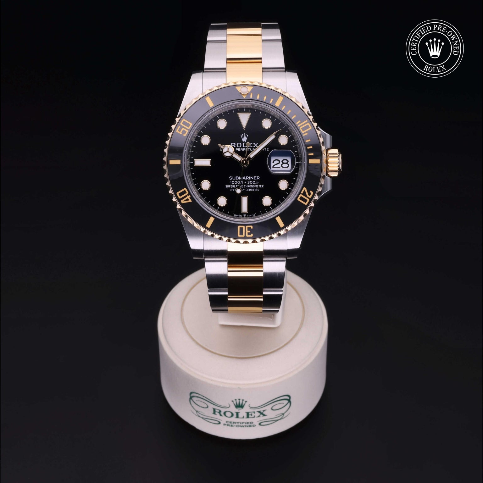 Rolex Certified Pre-owned Submariner M126613LN-0002 front on black background