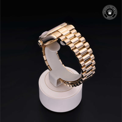 Rolex Certified Pre-owned Day-date M118238-0051 front on black background