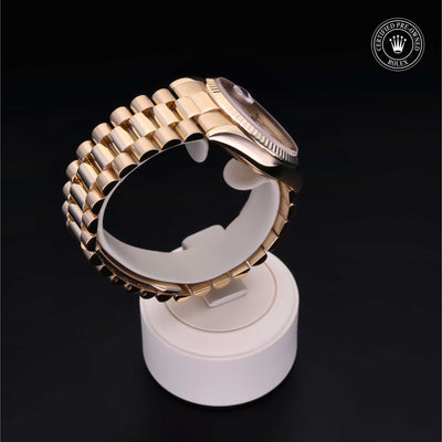 Rolex Certified Pre-owned Day-date M118238-0051 front on black background