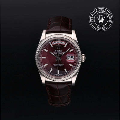 Rolex Certified Pre-owned Day-date M118139-0014 front on black background