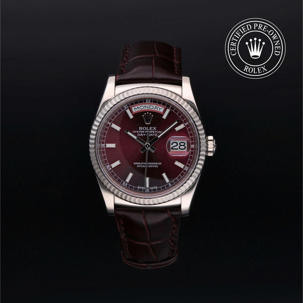 Rolex Certified Pre-owned Day-date M118139-0014 front on black background