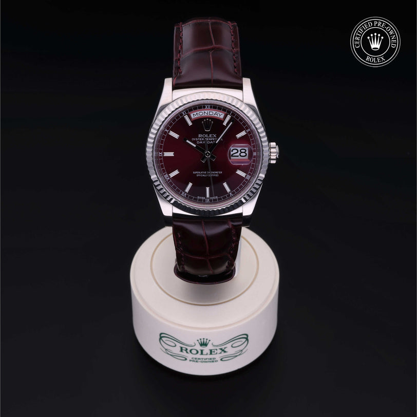 Rolex Certified Pre-owned Day-date M118139-0014 front on black background