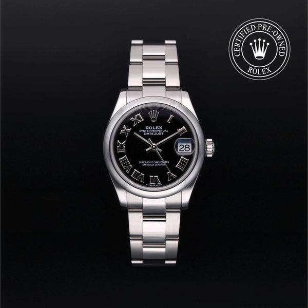 Rolex Certified Pre-owned Lady Datejust M278240-0001 front on black background
