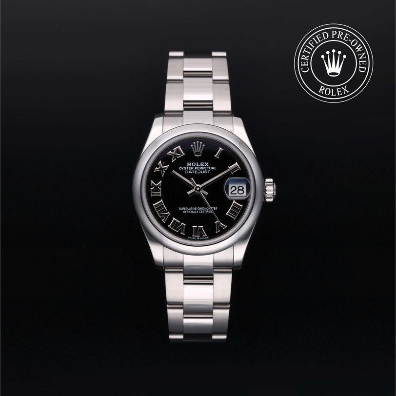 Rolex Certified Pre-owned Lady Datejust M278240-0001 front on black background