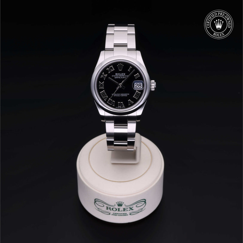 Rolex Certified Pre-owned Lady Datejust M278240-0001 front on black background