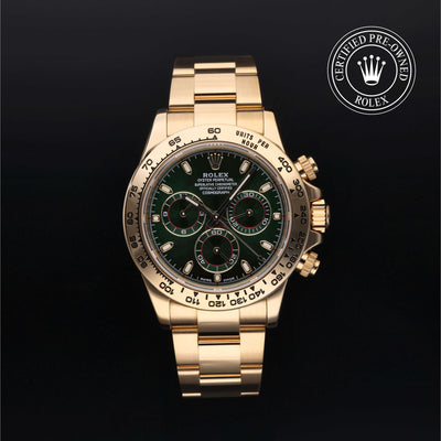 Rolex Certified Pre-owned Daytona M116508-0013 front on black background