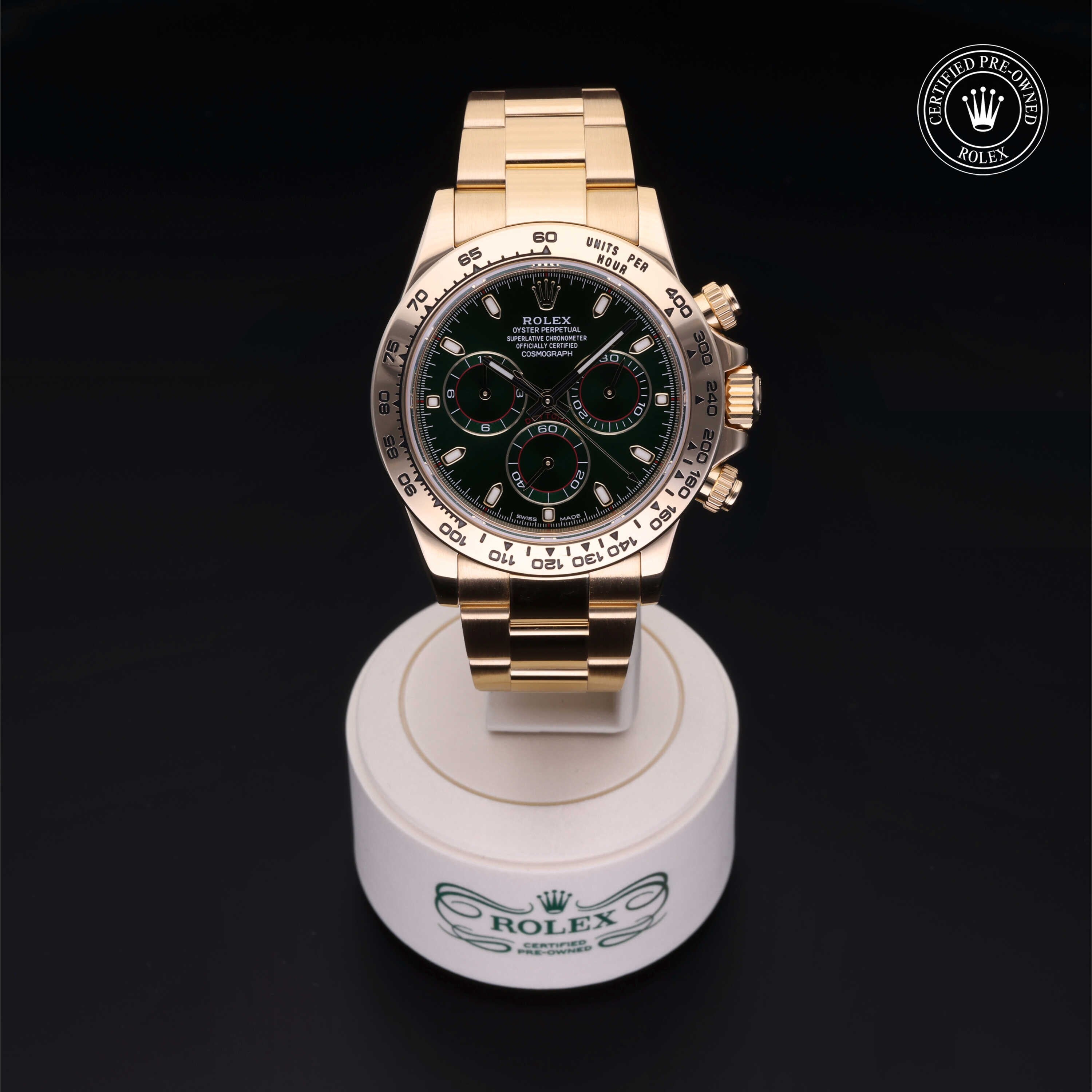 Rolex Certified Pre-owned Daytona M116508-0013 front on black background