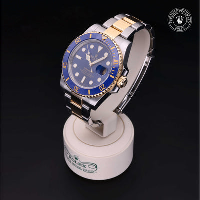 Rolex Certified Pre-owned Submariner Date M116613LB-0005 front on black background