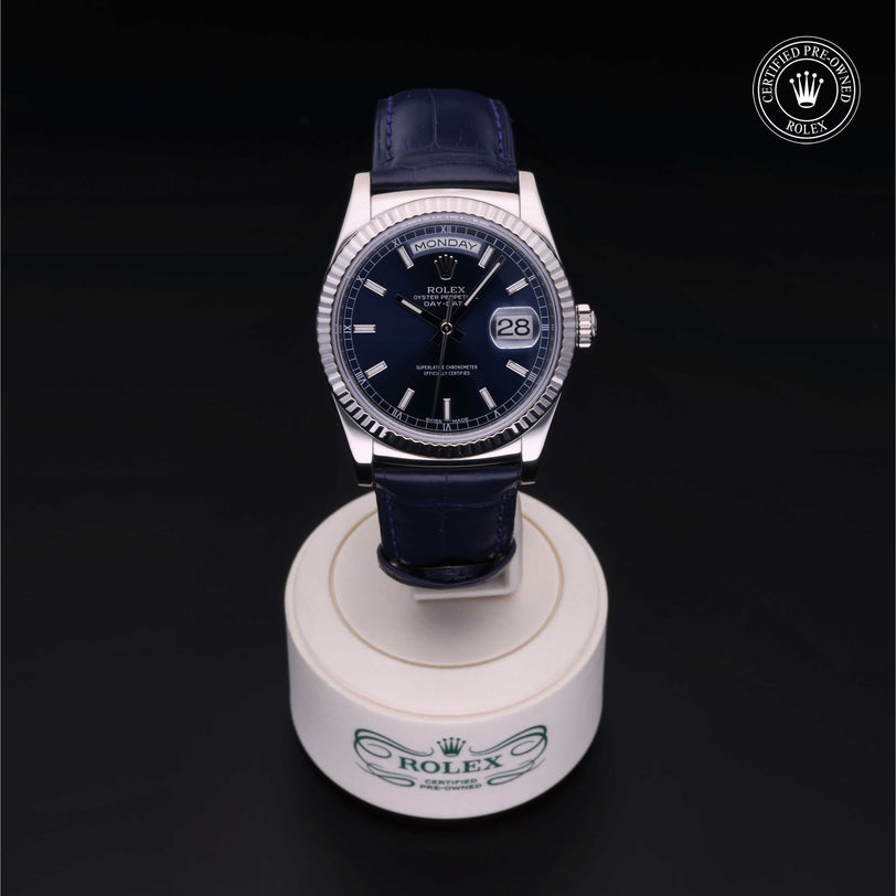 Rolex Certified Pre-owned Day-date M118139-0004 front on black background