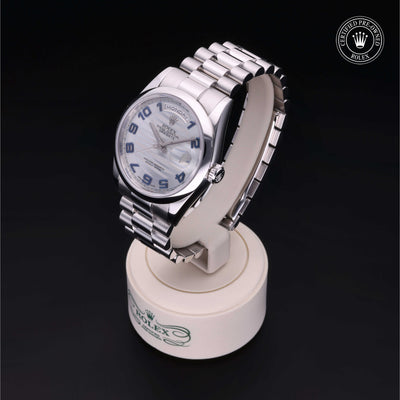 Rolex Certified Pre-owned Day-date M118206-0095 front on black background