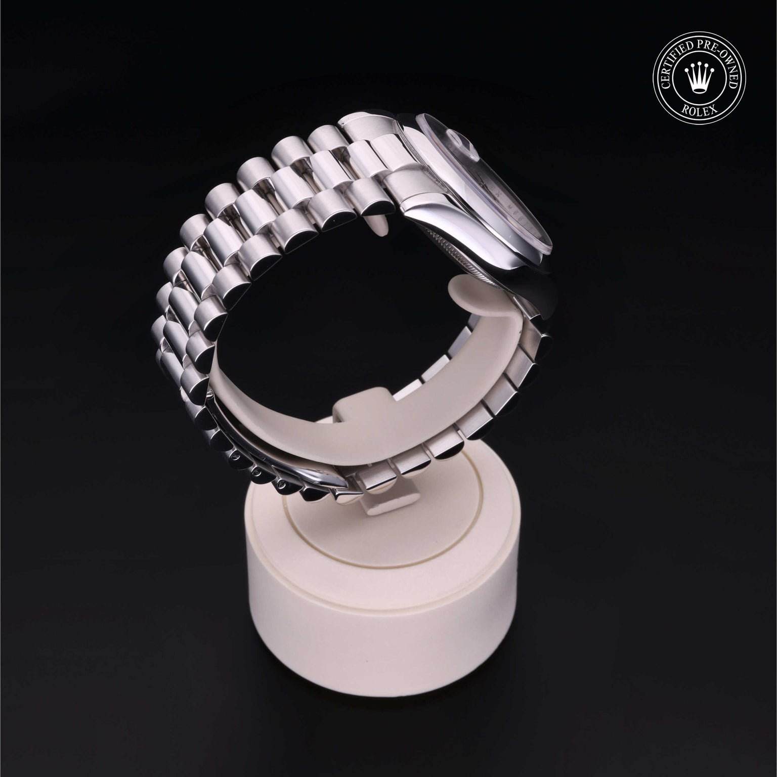 Rolex Certified Pre-owned Day-date M118206-0095 front on black background