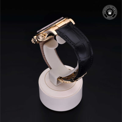 Rolex Certified Pre-owned Daytona M116518-0036 front on black background