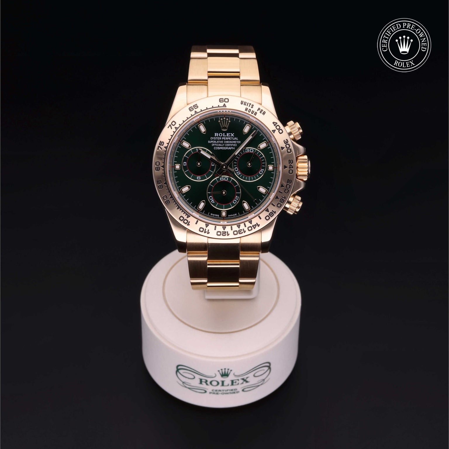 Rolex Certified Pre-owned Daytona M116508-0013 front on black background