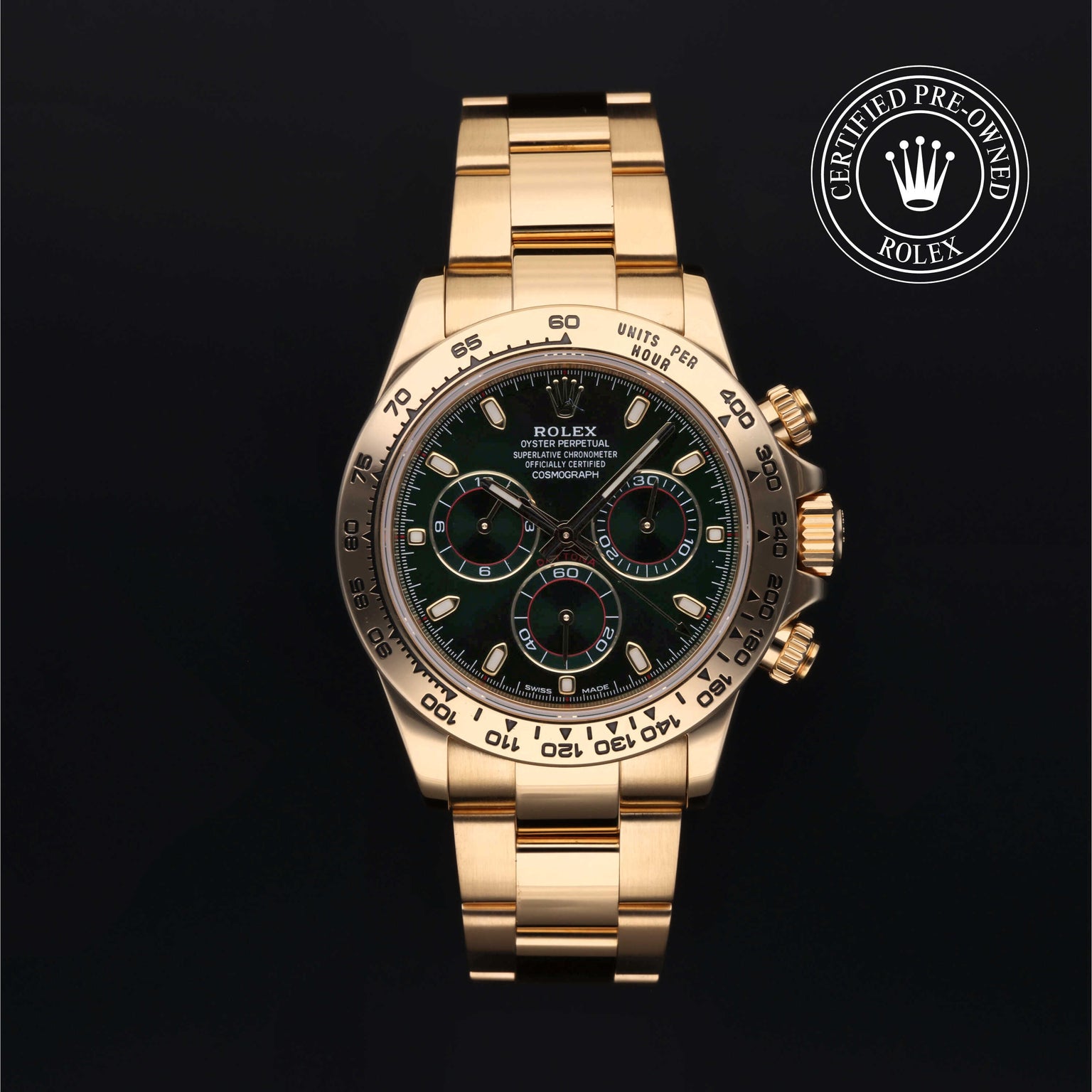 Rolex Certified Pre-owned Daytona M116508-0013 front on black background