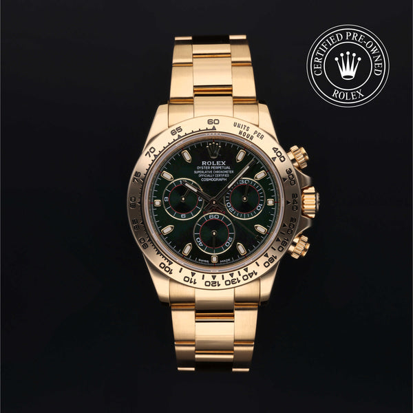 Rolex Certified Pre-owned Daytona M116508-0013 front on black background