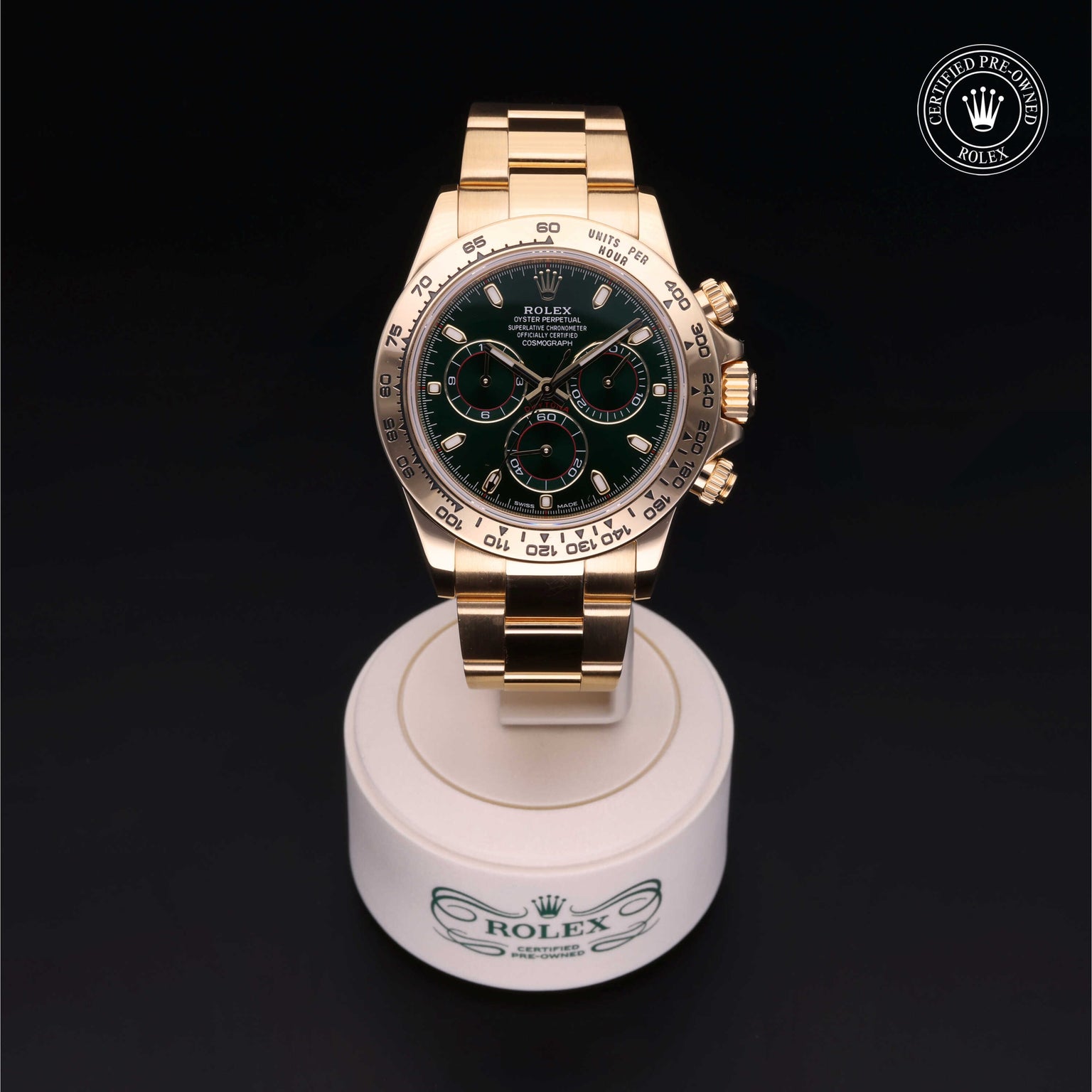Rolex Certified Pre-owned Daytona M116508-0013 front on black background