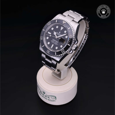 Rolex Certified Pre-owned Submariner Date M126610LN-0001 front on black background