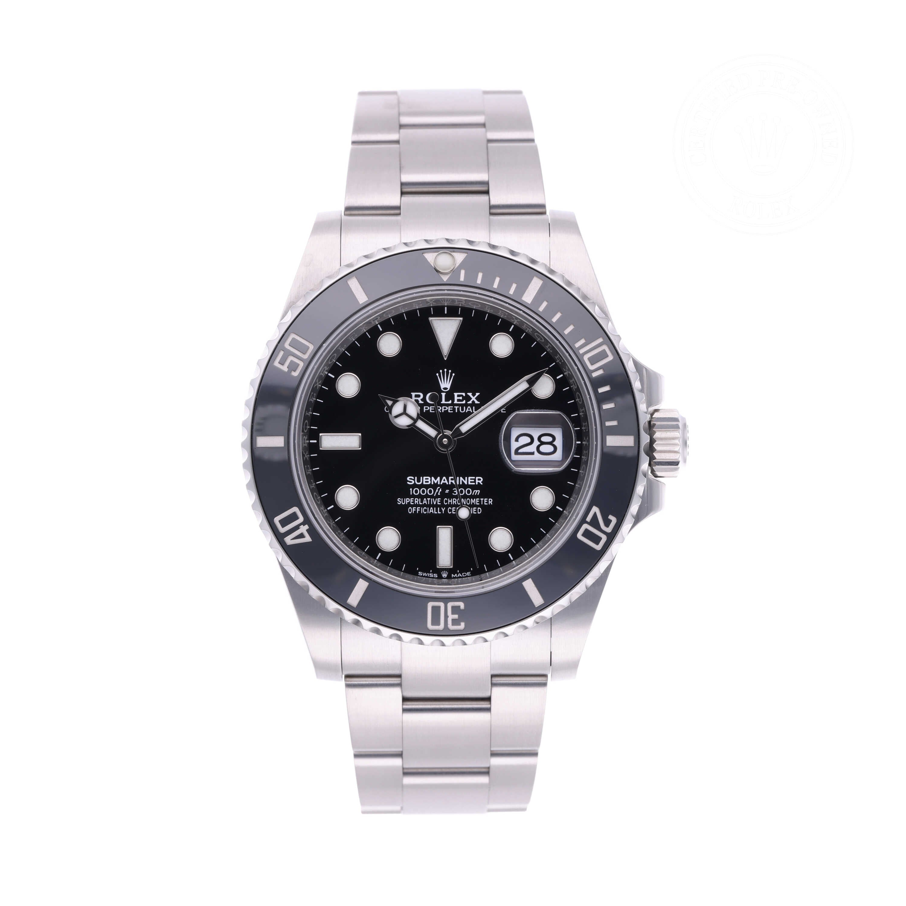 Rolex Certified Pre-owned Submariner Date M126610LN-0001 front on white background
