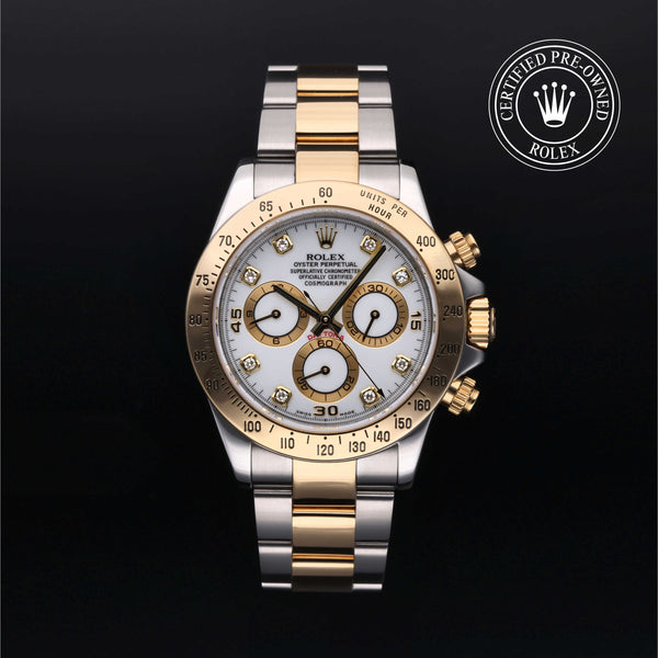 Rolex Certified Pre-owned Daytona M116523-0022 front on black background