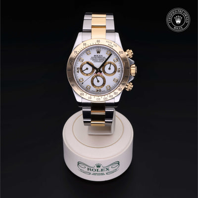 Rolex Certified Pre-owned Daytona M116523-0022 front on black background