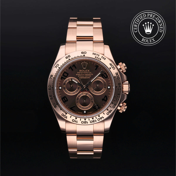 Rolex Certified Pre-owned Daytona M116505-0004 front on black background