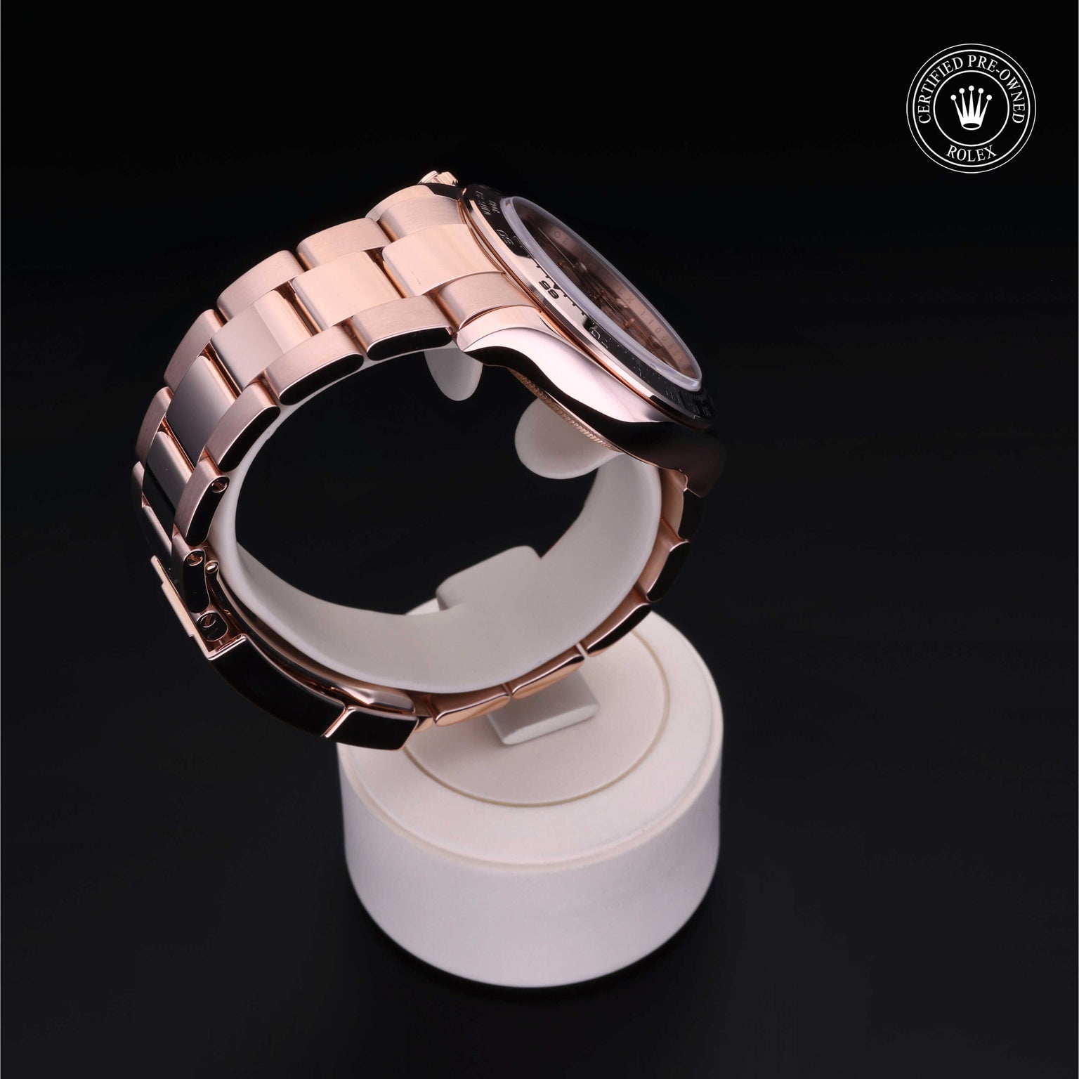 Rolex Certified Pre-owned Daytona M116505-0002 front on black background