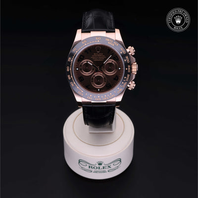 Rolex Certified Pre-owned Daytona M116515LN-0004 front on black background