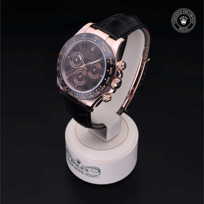 Rolex Certified Pre-owned Daytona M116515LN-0004 front on black background