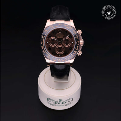 Rolex Certified Pre-owned Daytona M116515LN-0002 front on black background