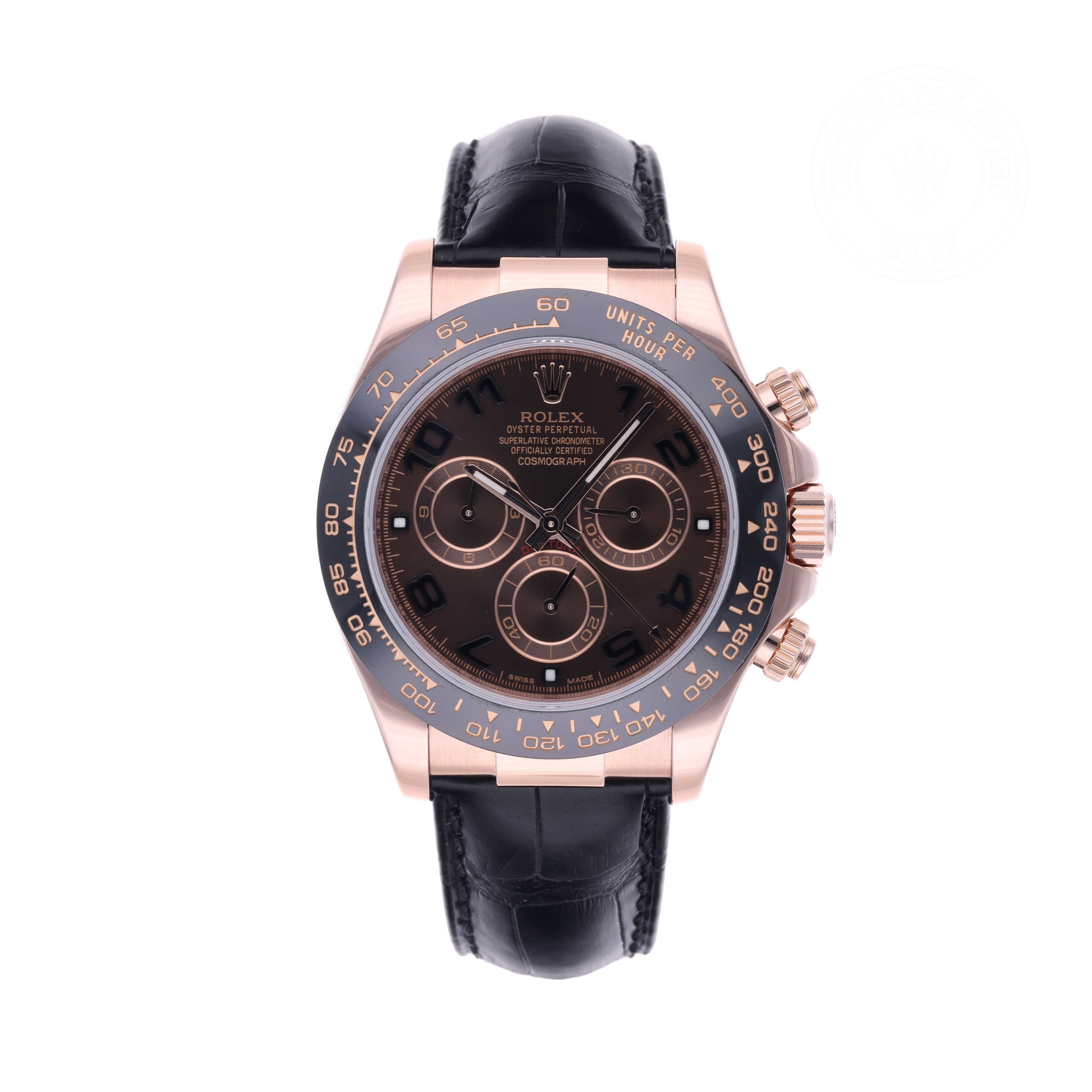 Rolex Certified Pre-owned Daytona M116515LN-0002 front on white background