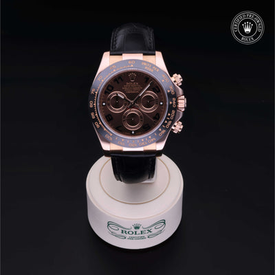Rolex Certified Pre-owned Daytona M116515LN-0004 front on black background