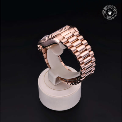 Rolex Certified Pre-owned Daydate Ii M218235-0001 front on black background