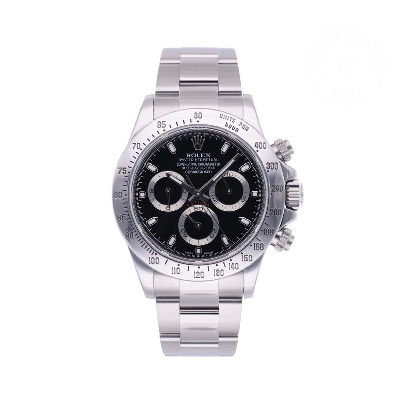 Rolex Certified Pre-owned Daytona M116520-0015 front on white background