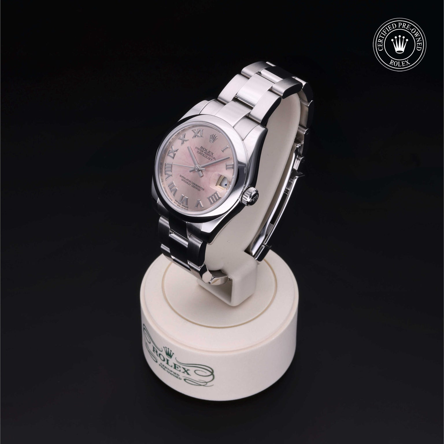 Rolex Certified Pre-owned Lady Datejust M178240-0032 front on black background
