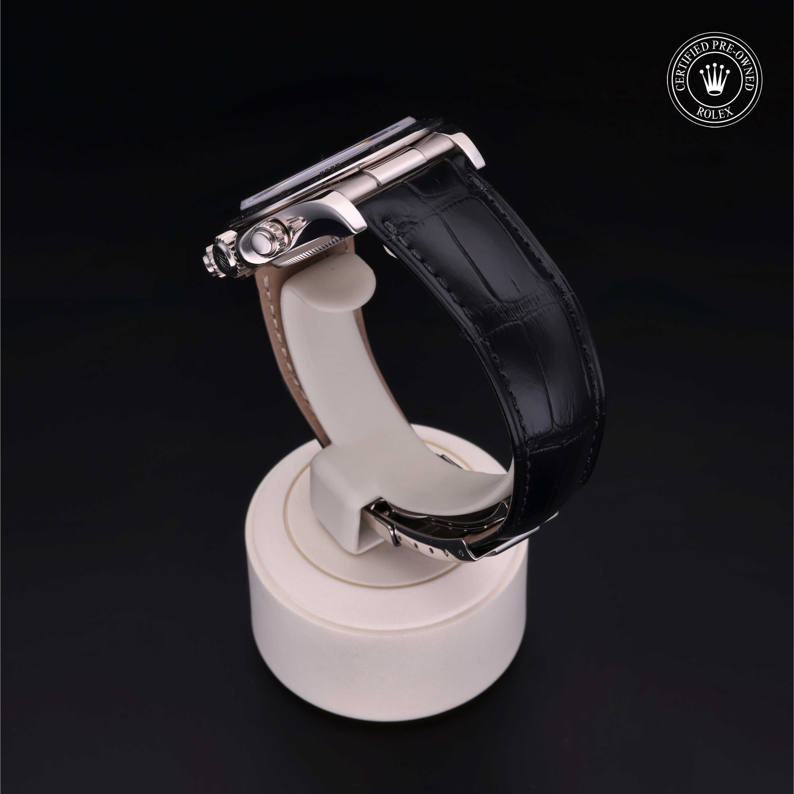 Rolex Certified Pre-owned Daytona M116519-0046 front on black background