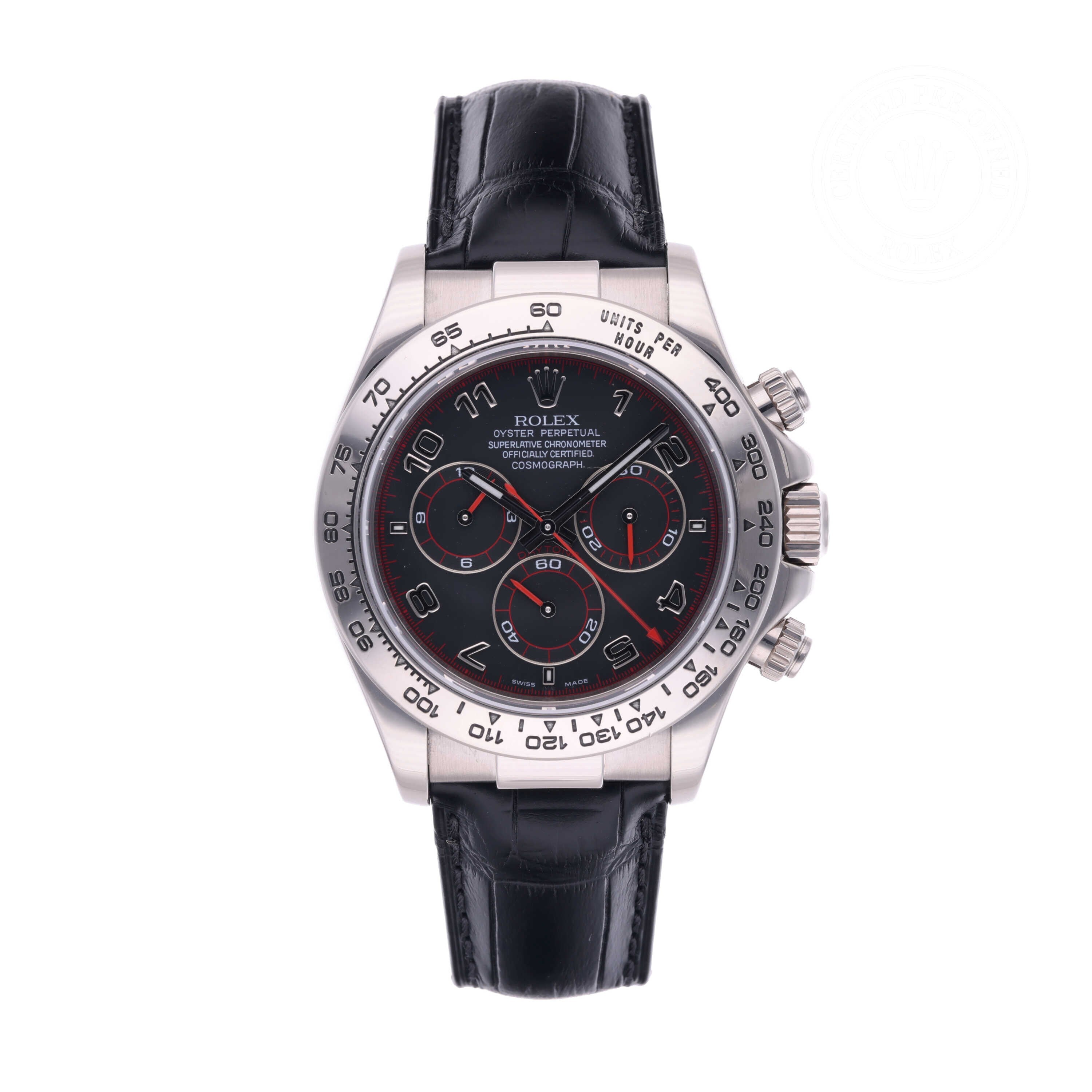 Rolex Certified Pre-owned Daytona M116519-0046 front on white background
