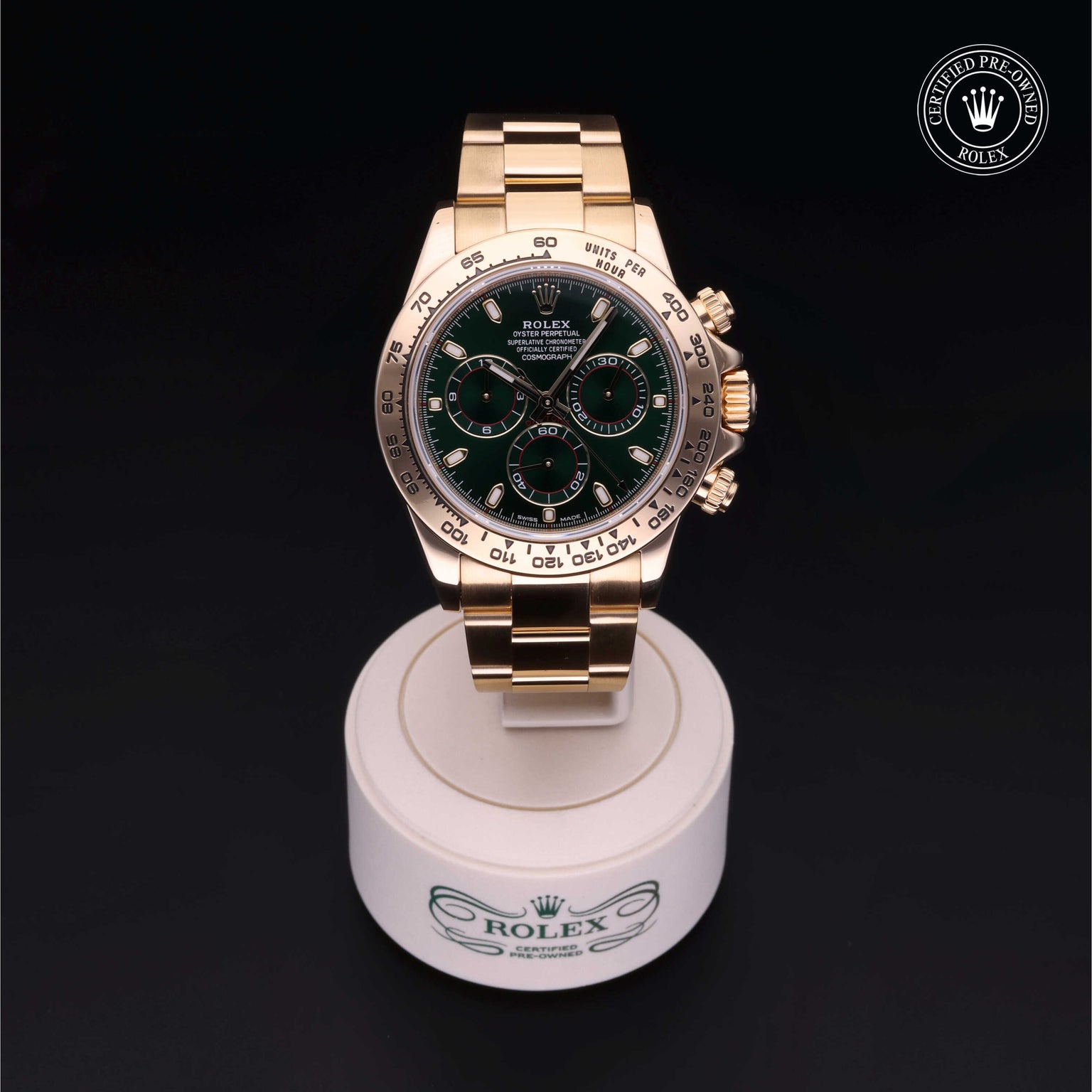 Rolex Certified Pre-owned Daytona M116508-0007 front on black background
