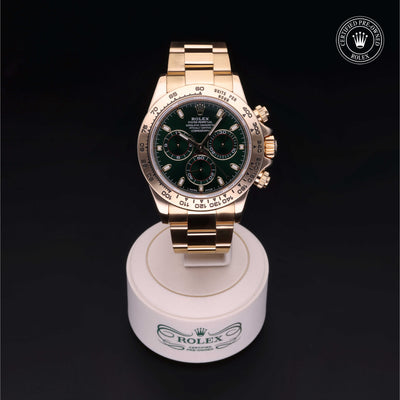 Rolex Certified Pre-owned Daytona M116508-0007 front on black background