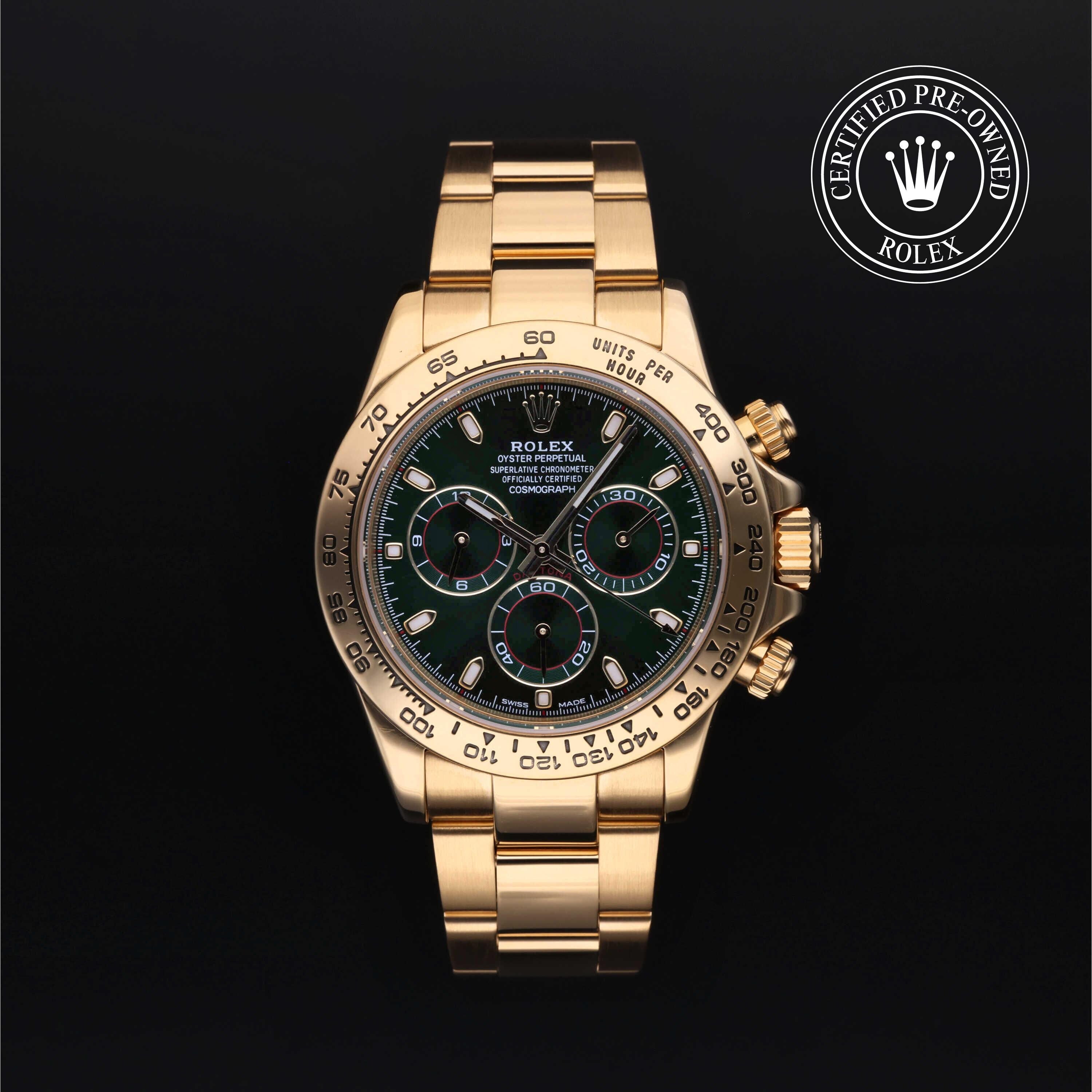 Rolex Certified Pre-owned Daytona M116508-0013 front on black background