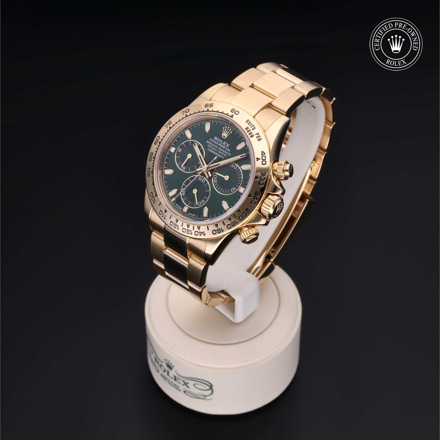 Rolex Certified Pre-owned Daytona M116508-0013 front on black background