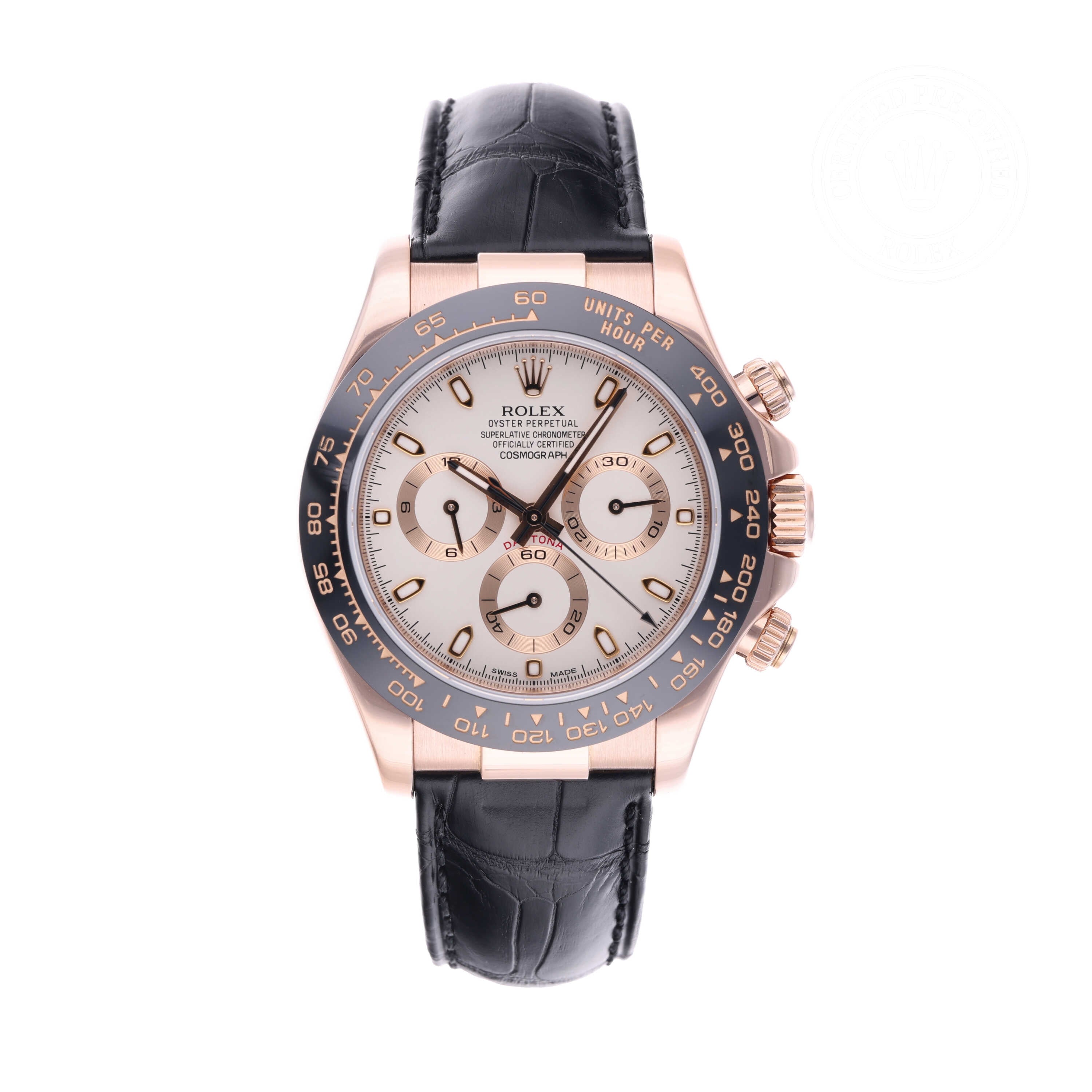 Rolex Certified Pre-owned Daytona M116515LN-0003 front on white background