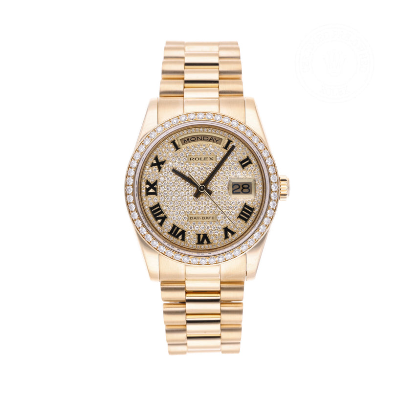Rolex Certified Pre-owned Day-date M118348-0033 front on white background