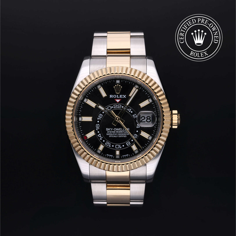 Rolex Certified Pre-owned Sky-Dweller M326933-0002 front on black background