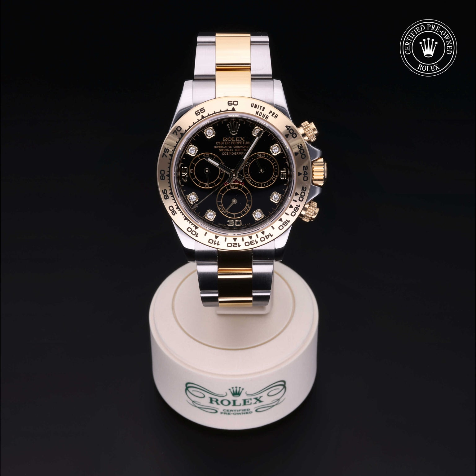 Rolex Certified Pre-owned Daytona M116503-0008 front on black background