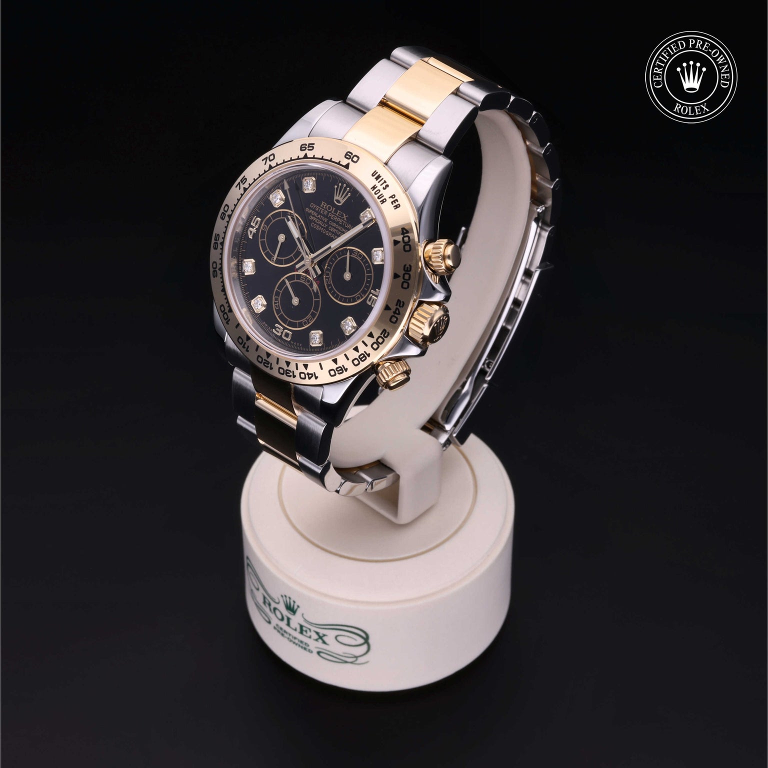 Rolex Certified Pre-owned Daytona M116503-0008 front on black background